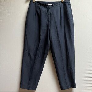 Elisabeth by Liz Claiborne Silk Linen Blend Pleated Trousers Navy 16P